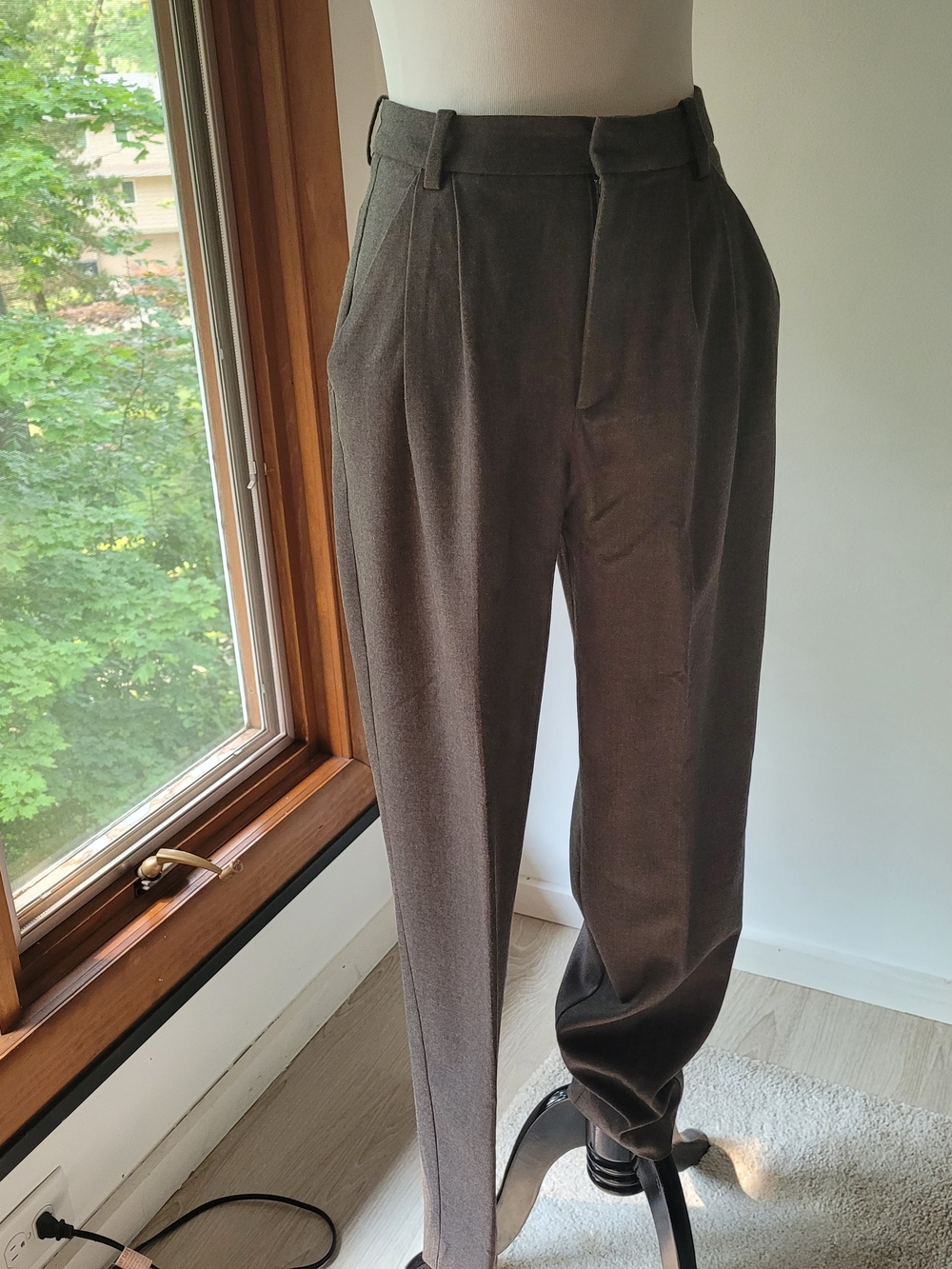 MANGO Tailored High-Waist Wool Blend Trousers Pants in Charcoal - Picture 2 of 13